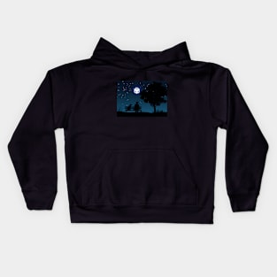 Lonely Man Under the D20 Dice Moon RPG Night Roleplaying Landscapes Kids Hoodie